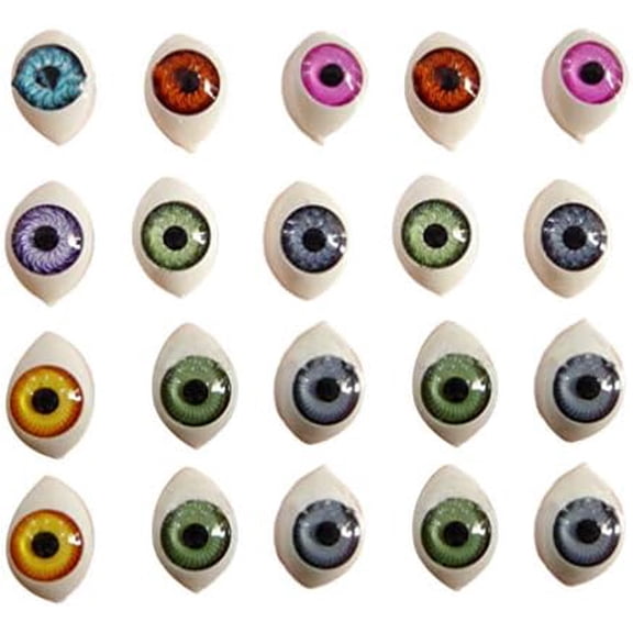 Acrylic Halloween Eyeballs: 100Pcs 12X16Mm Half Round Doll Eyes for DIY Crafts Simulation Eyes for Plush Toys Scrapbooking and Decoration Assorted Color