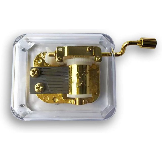 Acrylic Hand Crank Music Box With Sankyo Musical Mechanism Tune Once