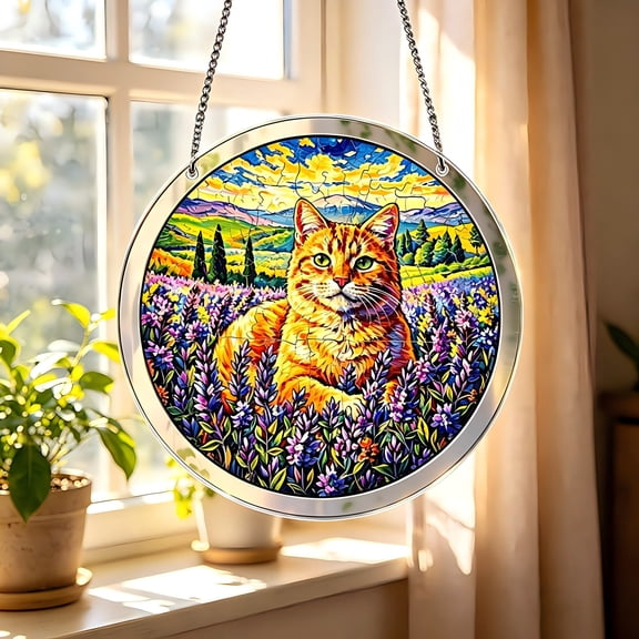 Acrylic Hanging Pendant Round Suncatcher Window Decor Light Reflecting Art Ornament Colorful Sun Catcher Weather Resistant Easy Hang Chain Garden Balcony Patio Indoor Outdoor Home Gift Use