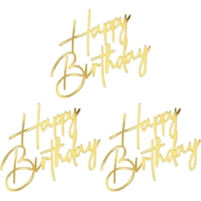 Acrylic Happy Birthday Cake Topper Decoration Gold 3.55 Inch Party Anniversary Celebration