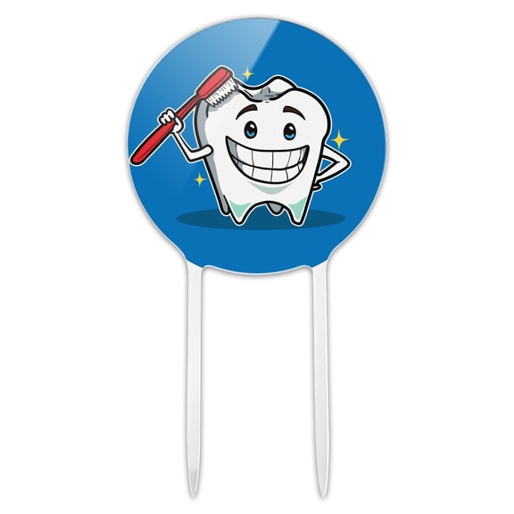 Acrylic Happy Tooth Toothbrush Dentist Cake Topper Party Decoration for Wedding Anniversary Birthday Graduation