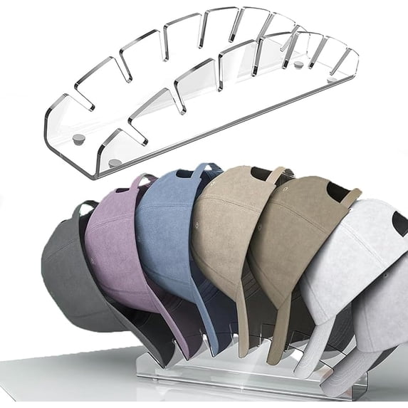 Acrylic Hat Organizer Rack for Shelf - Baseball Caps Stand - Hat Display for Baseball Caps -House Hat Storage for Closet Bedroom Dresser Entrance