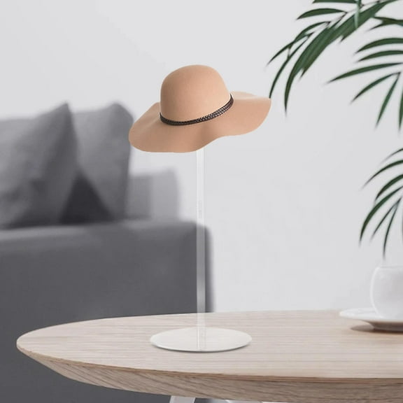 Acrylic Hat Stand,Adjustable Clear Wig Hat Display Rack Height Table Hat Holder Pedestal Stand Round Barbell Base Hat Organizer Acrylic Risers Display Stands for Display Hats