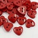 Acrylic Heart Buttons Plastic Sewing Buttons for Costume Design 2-Hole Dyed Dark Red 12x12x3mm Hole: 1mm