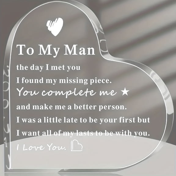 Acrylic Heart Decorative Plaque 3.9X3.9 Inch Premium Clear Acrylic Romantic Gift For Him Boyfriend Husband Fiancé Anniversary Birthday Valentine Christmas Engagement Wedding Decor