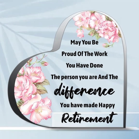 Acrylic Heart Flower Gift - Retirement Keepsake Plaque, Birthday Gift for Women, Inspirational Friend Gift, 6"X6"Inch