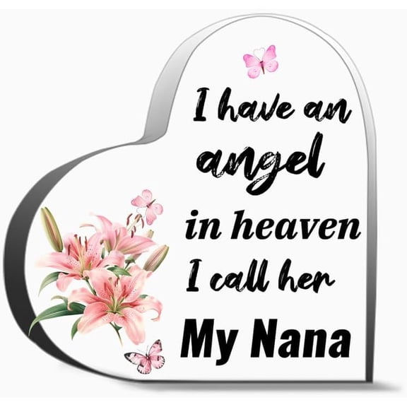 Acrylic Heart Gift Crystal Acrylic Glass Heart Memorial Gift Lily Butterfly Memory Gifts Sympathy Gi For Friends, Gifts For Family Coworker Home Decorative Signs