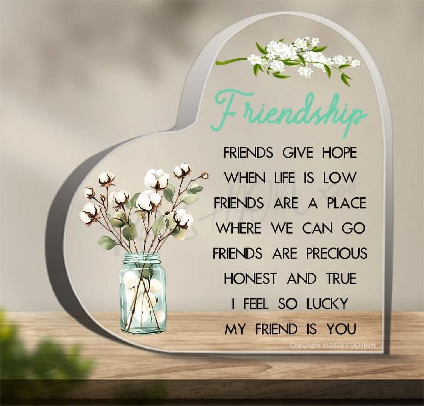 Friendship Hope Acrylic Heart Keepsake Friendship Friends Give Hope When Life Is Low ...