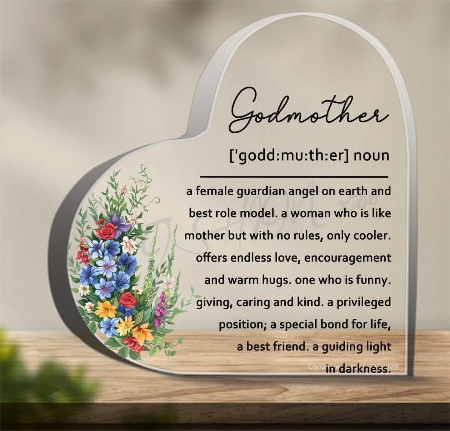 Acrylic Heart Keepsake Godmother A Female Guardian Angel On Earth And ...