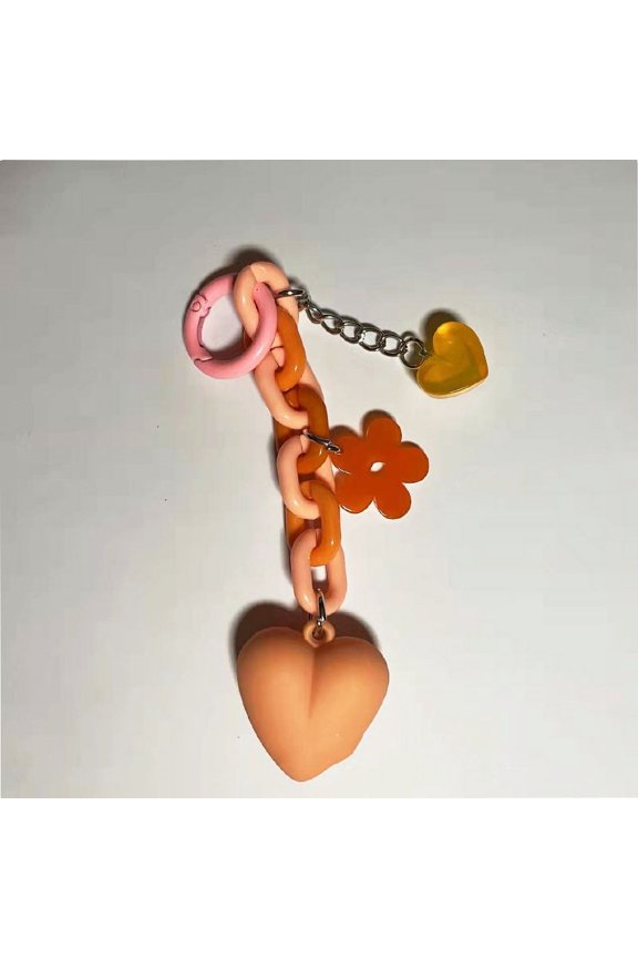 Womens Acrylic Keychain Heart Key Pendant Peach Heart Accessory Fashionable Keyring Beautiful Design High Quality Key