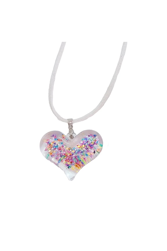 Acrylic Heart Pendant Necklace for Party Celebrations Transparent Glitter Star Heart Necklace Sparkling Jewelry