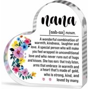 Acrylic Heart Plaque Decorative Sign 4 x 4 Inch Heart Acrylic Sign Nana Gifts for Grandma Birthday for Grandma Grandmother Mimi Gigi Ever Nana Definition Decorative Signs