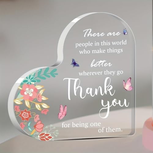 Acrylic Heart Plaque Decorative Sign 6 x 6 Inch Heart Shaped Acrylic Desktop Decor Perfect Gratitude Gift for Friends Family Home Office Desk Table Shelf Display Sentimental Keepsake Decor