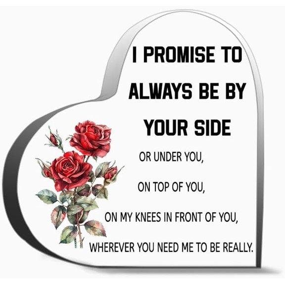 Acrylic Heart Plaque with Inspirational Quotes, 4 x 4 inches Romantic Gift for Girlfriend Boyfriend Lover, Wedding Thank You Gift, Heart Shape Acrylic Decoration