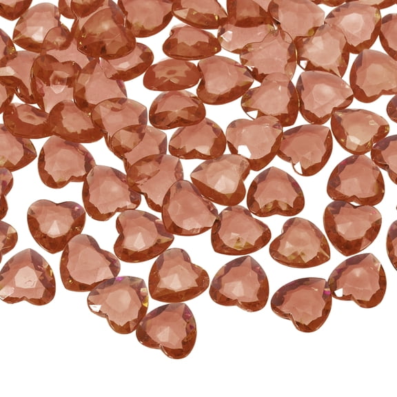Acrylic Heart Rhinestone, 12mm Crystal Gems Rhinestone Plastic Gems Jewelry Stickers, Brown 50 Pcs