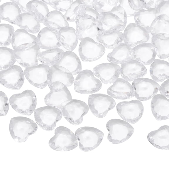 Acrylic Heart Rhinestone, 12mm Crystal Gems Rhinestone Plastic Gems Jewelry Stickers, Clear 50 Pcs
