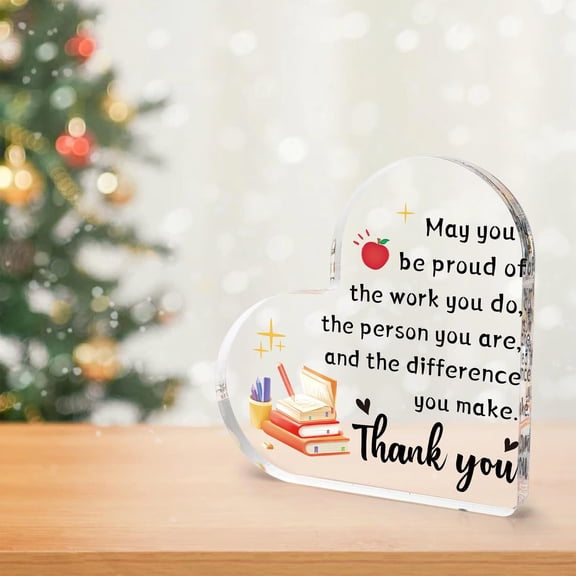 Acrylic Heart-Shaped Blessing Ornament - Transparent Love-Themed Home Decor, Cute Tabletop Figurine for Valentine’s Day/Weddings/Daily Use, Elegant Engraved Blessing Accent for Bedroom, 4*4in, Clear