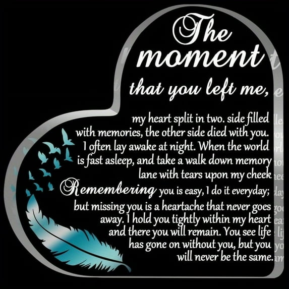 Acrylic Heart-Shaped Memorial Paperweight Bereavement Sympathy Gift Condolence Decoration for Loss of Loved One Indoor Sympathy Gifts for Loss Of Loved Mother Father Husband Grandma Grandpa