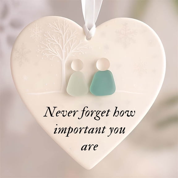 Acrylic Heart-Shaped Sea Glass Friendship Decor, Timeless Friendship Heart Keepsake Ornaments, Friendship Heart Ornament for Christmas Tree Hanging Ornaments, Sea Glass Art for Best Friends