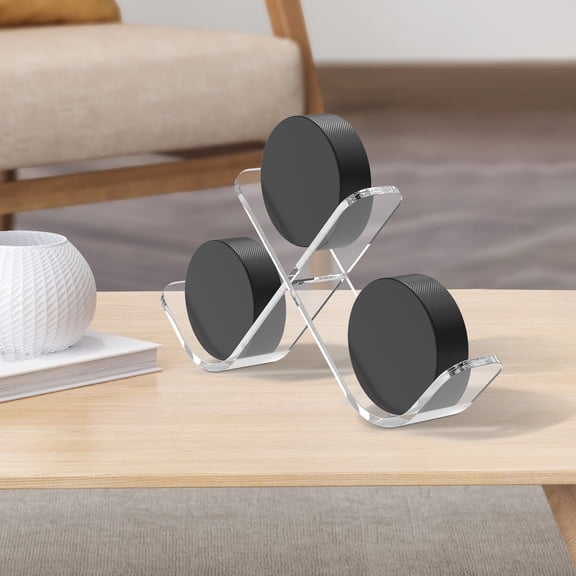 Acrylic Hockey Puck Display Holder Clear Waterproof Hockey Puck Display Rack Holds 3 Pucks Hockey Puck Display Stand for Displaying Your Autograph Hockey Puck