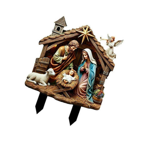 Acrylic Holy Family Nativity Figurines Josephs and Marys Jesuses Statue Rustics Styles Christmas Decorations for Garden