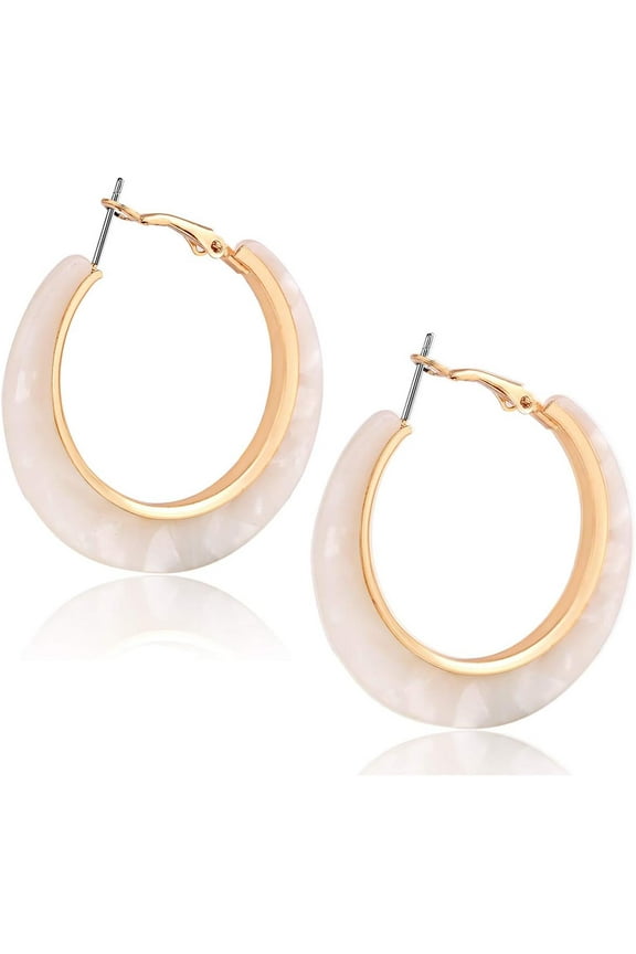 Acrylic Hoop Earrings for Women Resin Floral Earring Spring Summer Earrings Beach Jewelry Statement Fashion Accessories