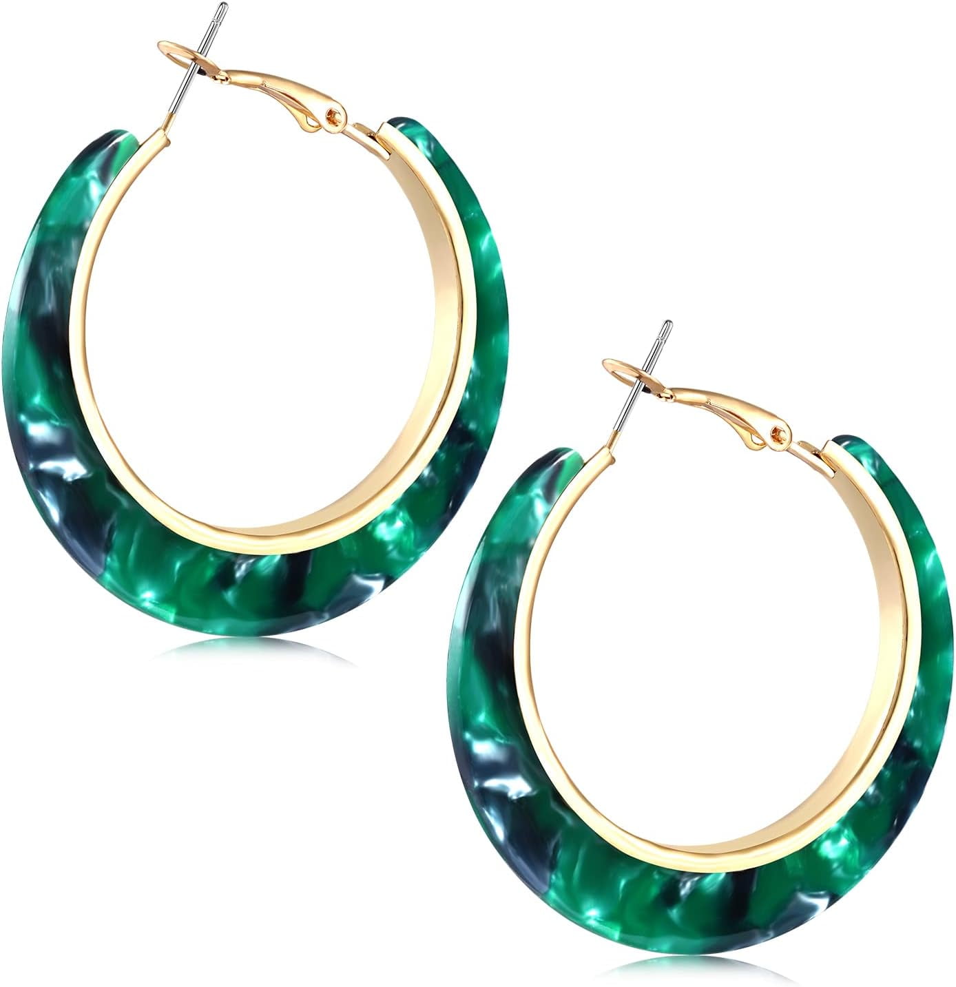 Acrylic Hoop Earrings for Women Resin Floral Earring Spring Summer Earrings  Beach Jewelry Statement Fashion Accessories - Walmart.com, image size:1388x1433