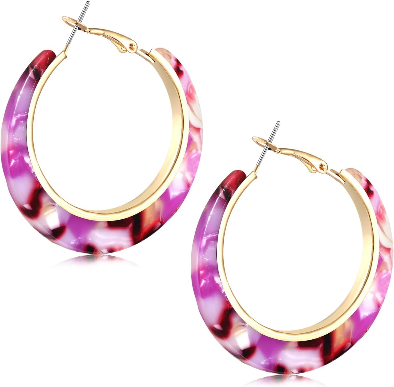 Acrylic Hoop Earrings for Women Resin Floral Earring Spring Summer Earrings  Beach Jewelry Statement Fashion Accessories - Walmart.com, image size:1380x1357