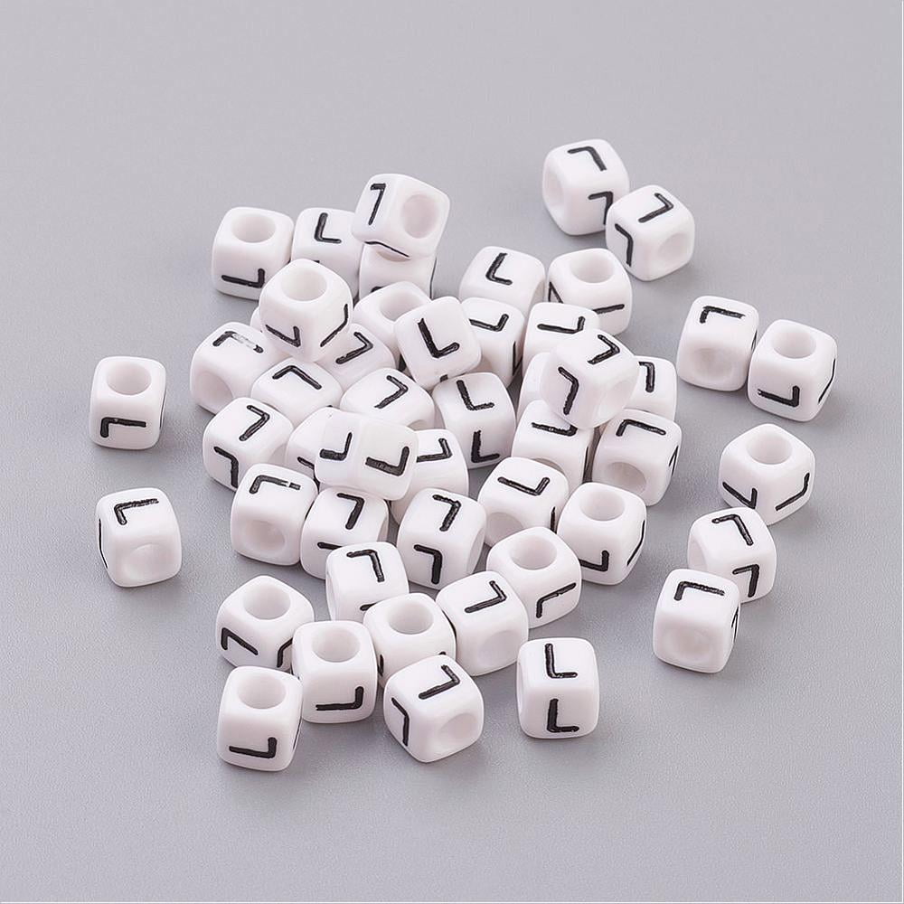 Acrylic Horizontal Hole Letter Beads Cube White Letter L Size: about 6mm wide 6mm long 6mm high hole: about 3.2mm about 2600pcs/500g DIY