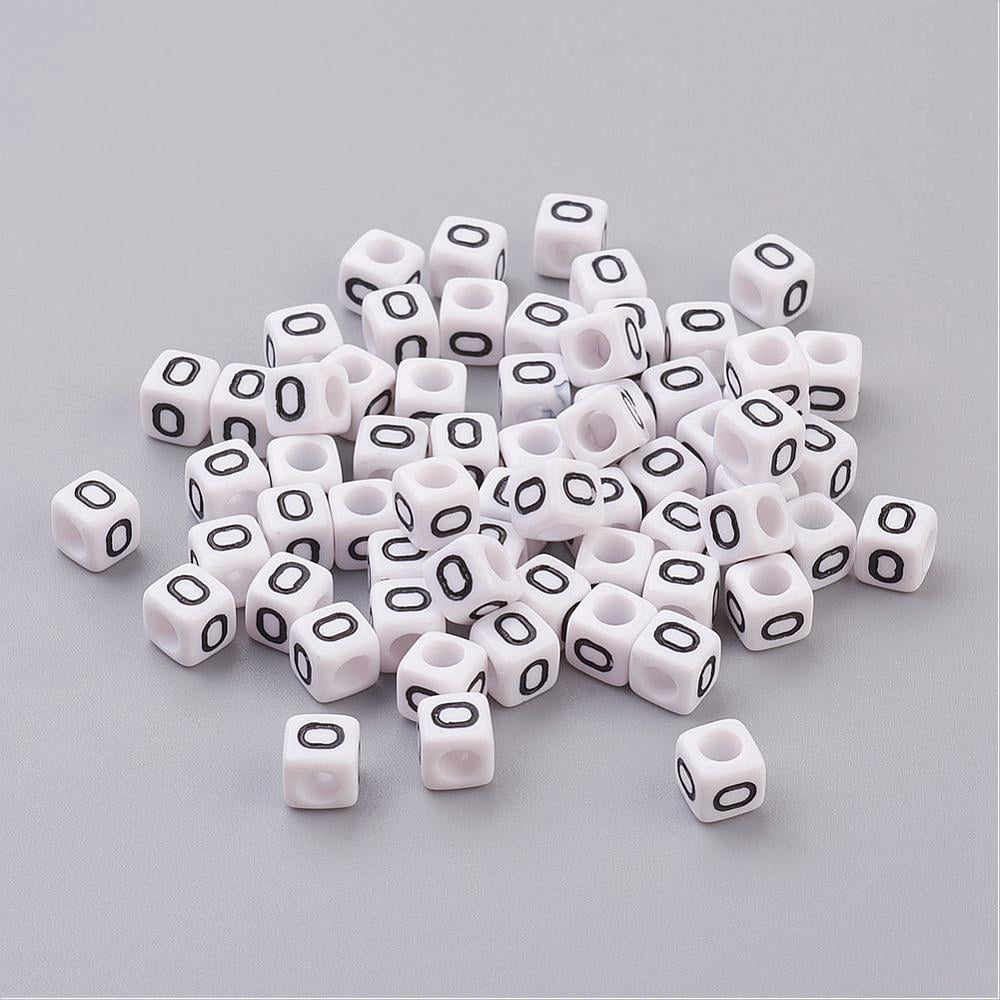 Acrylic Horizontal Hole Letter Beads Cube White Letter O Size: about 6mm wide 6mm long 6mm high hole: about 3.2mm about 2600pcs/500g