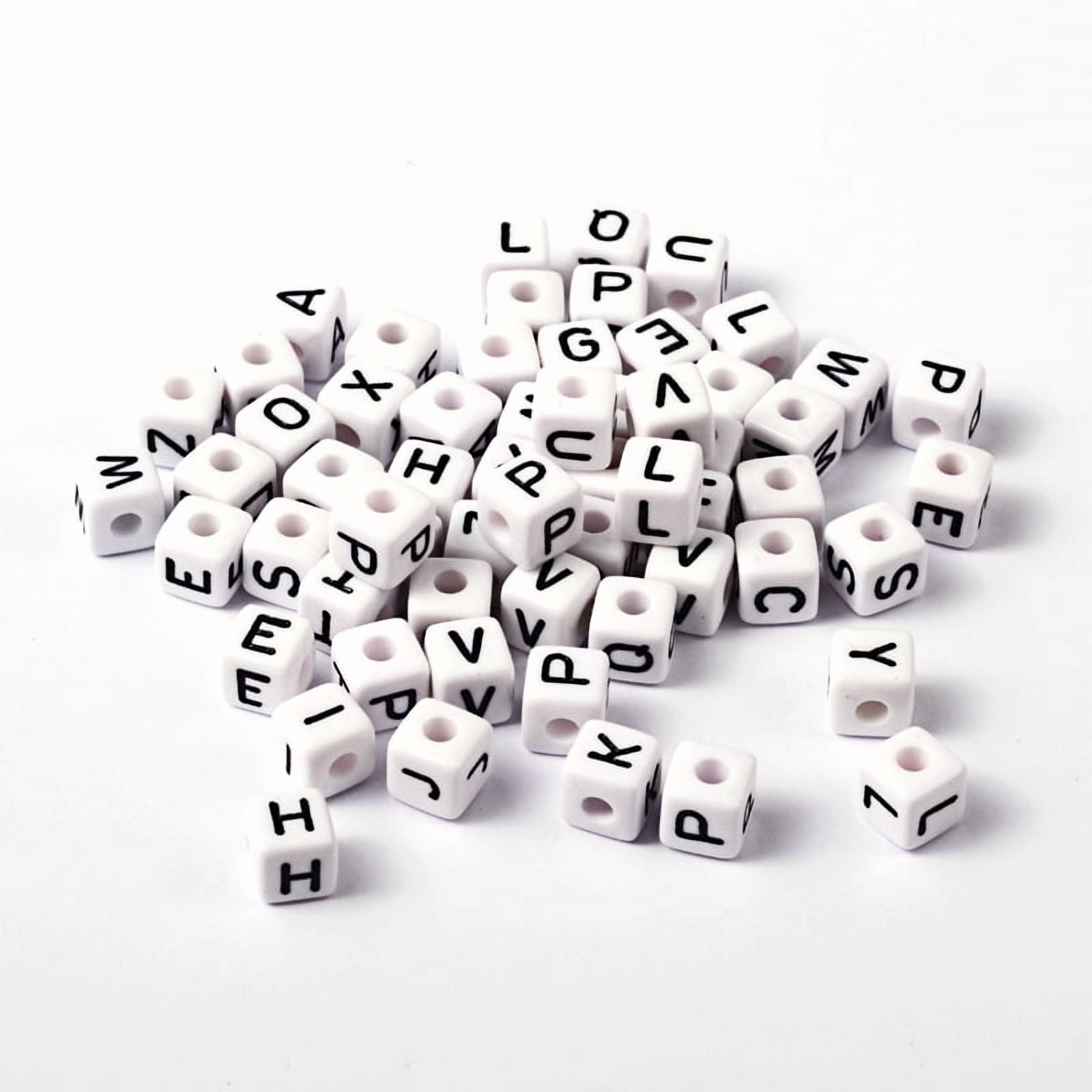 Acrylic Horizontal Hole Letter Beads Cube White Size: about 10mm hole: about 3mm about 550pcs/500g DIY