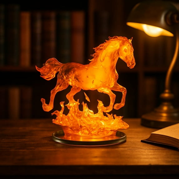 Acrylic Horse Figurine with Stand, 2D Run Horse Multi-Functional Decorative Base for Display, Home Office Desk Decor for Living Room, Bedroom, and Workspace Decoration