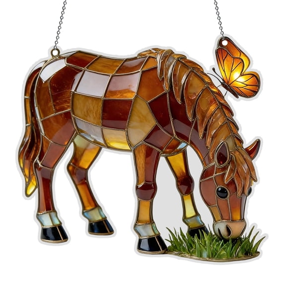 Acrylic Horse Suncatcher, Kadlawus Acrylic Horse Suncatcher, 2D Stained Glass Style Window Decor, Light Filtering Hanging Ornament, Creates Colorful Reflections, Indoor And Outdoor Decoration