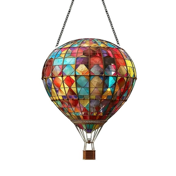 Acrylic Hot Air Balloon Hanging Decoration, 2D Plane Design With Stained Glass Effect, Perfect For Christmas Party Home Wall Decoration