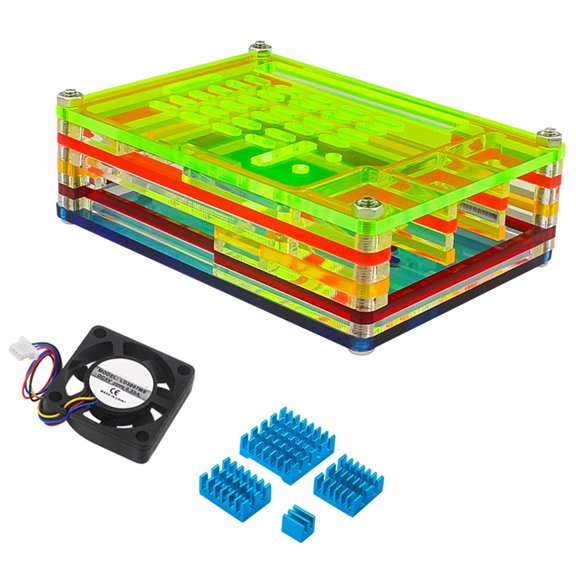 Acrylic Housing Case for RPi 5 Board Acrylic Enclouse Box Optional Cooling Fan Heartsinks Kit