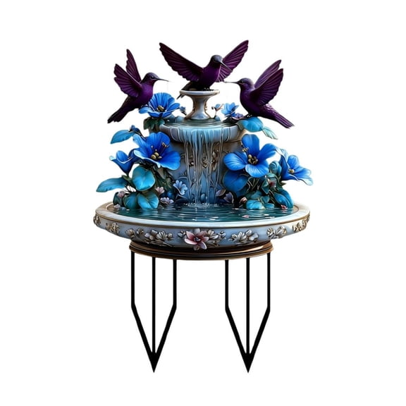 Acrylic Hummingbird Garden Statue, Splashing Bird Sculpture for Patio Lawn, Weatherproof Outdoor Basin Decor, Realistic Yard Art, Fade Resistant Home Garden Accent