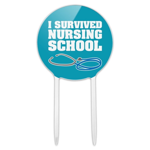 Acrylic I Survived Nursing School Stethoscope RN Cake Topper Party Decoration for Wedding Anniversary Birthday Graduation