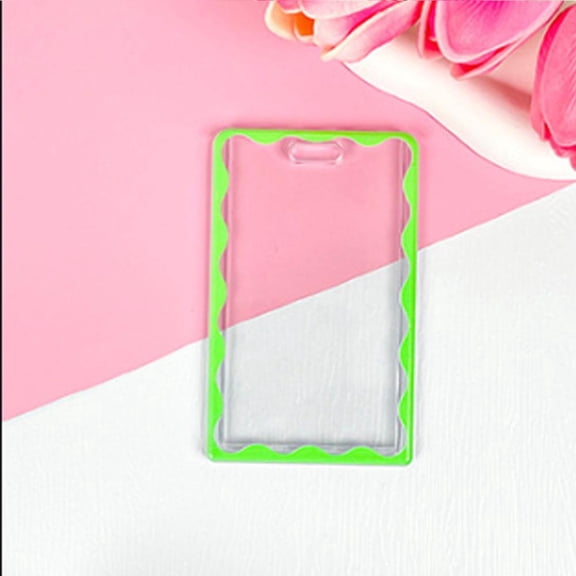 Acrylic ID Card Holder with Keychain Neon Transparent Cute Simple for Office Driver License Passport Card Reel 4.13in Length 2.56in Width White Black Green Pink