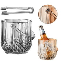 Acrylic Ice Bucket, Thickened Clear Drink Bucket for Parties Cocktail Bar, Beverage Wine Bucket Chiller with Handle & Ice Tong, Durable Ice Container Beverage Tub Champagne Bucket, 1 pc Small#B