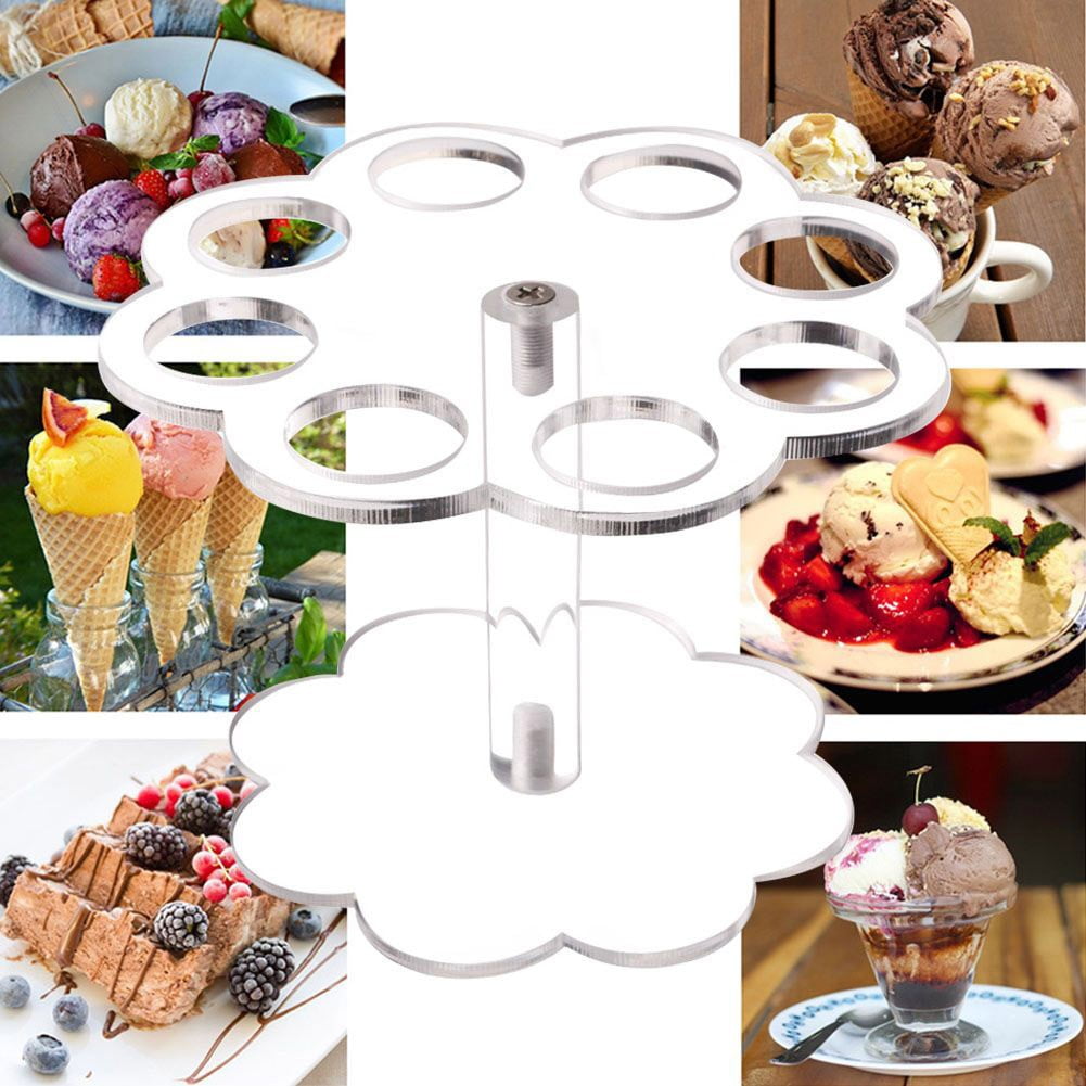 Acrylic Ice Cream Cone Holder 8-Hole Display Stand Transparent ...
