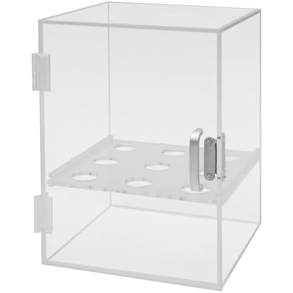 Acrylic Ice Cream Cone Holder Stand,9 Holes Ice Cream Cone Display Case Countertop,Transparent Waffle Cone Holder Egg Roll Display Case with Door&Handle and Removable Shelf, Display for Cones