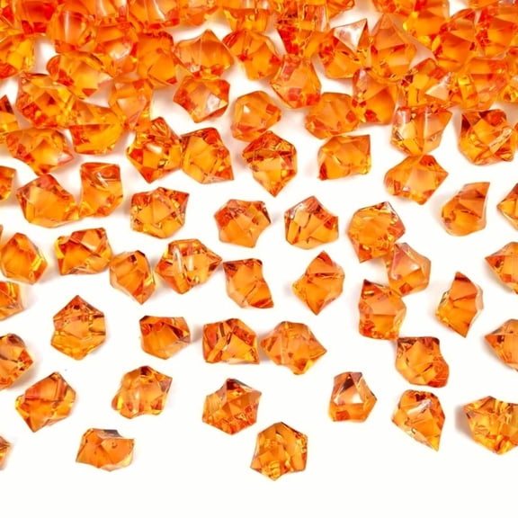 Acrylic Ice Crystal Rocks Vase Filler 23 X 18MM Orange (1 LB/Bag)