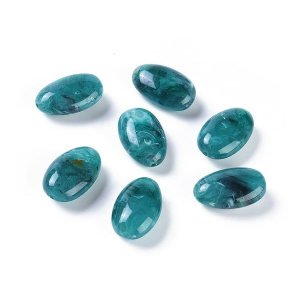 Acrylic Imitation Gemstone Beads Oval Teal 30mm long 19mm wide 12mm thick hole: 2.5mm about 125pcs/500g