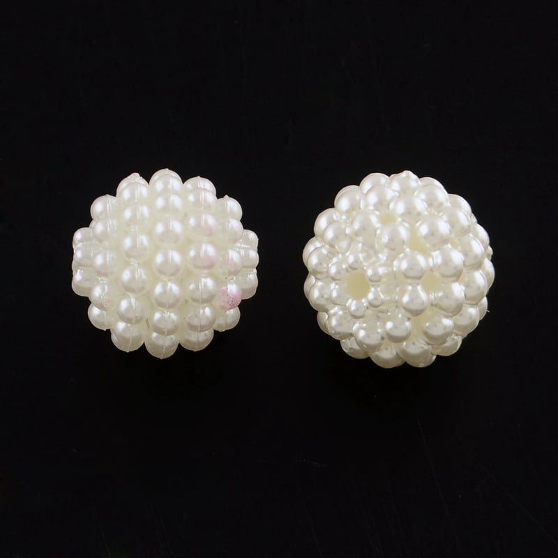 Acrylic Imitation Pearl Beads Berry Beads Round Combined Beads Creamy White 12mm Hole: 1.5mm 830pcs/500g