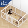 thumbnail image 1 of Clear Acrylic Dog Playpen Indoor, 10-Panel Premium Pet Play Pen for Puppies, Cats & Rabbits, Heavy Duty Foldable Dog Fence Crate Kennel, White (24" Height), 1 of 6