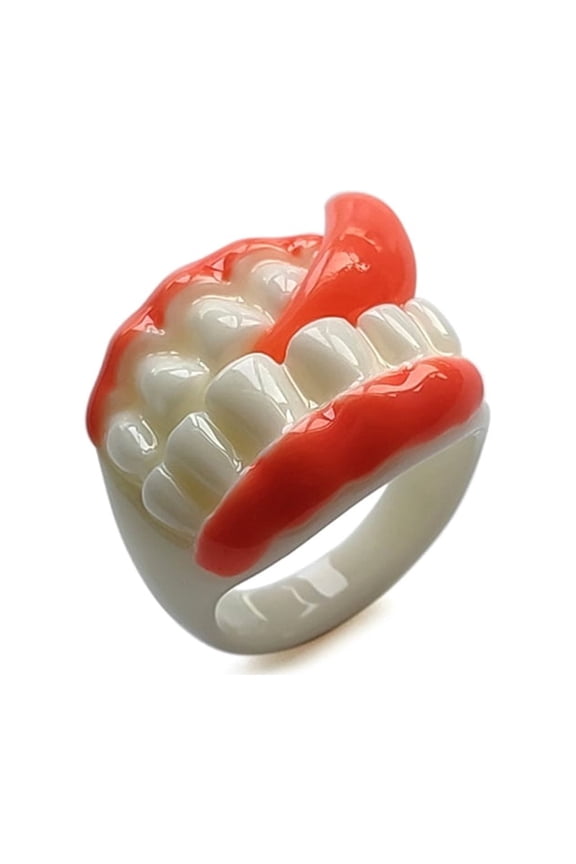 Acrylic Irregular Teeth Face Orange Ring Funny Chunky Finger Ring Simple Jewelry