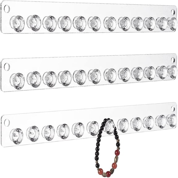Acrylic Jewelry Display Hanger Rack Medal Holder Frame Rectangle Clear 3.5x34x1.7cm Hole: 8mm