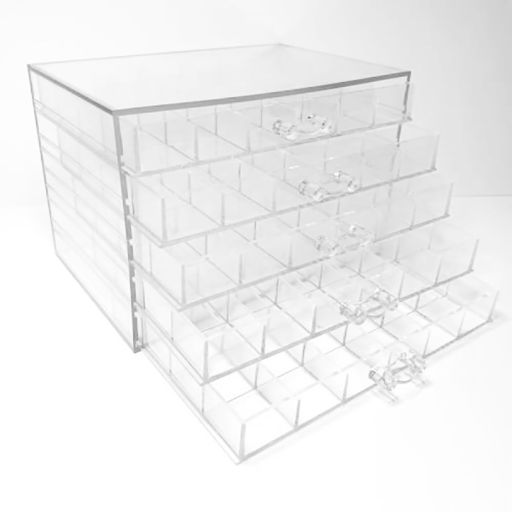 Acrylic Jewelry Organizer Box, Clear Earring Finger Ring Storage, Transparent Earring Ring Nails Craft Case Holder Display Tray, 120 Compartments 5