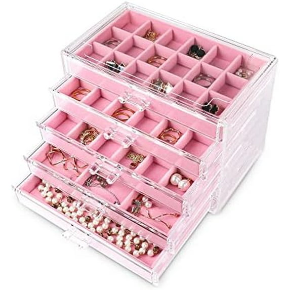 Acrylic Jewelry Organizer Earring Organizer Box with 5 Drawers Earring ...