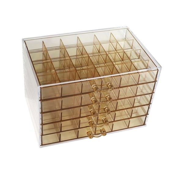 Acrylic Jewelry Storage Box Holder Earring Rings Necklaces Storage Box Removable Transparent Drawer Nail Glitter Rhinestone Accessories Case clear brown